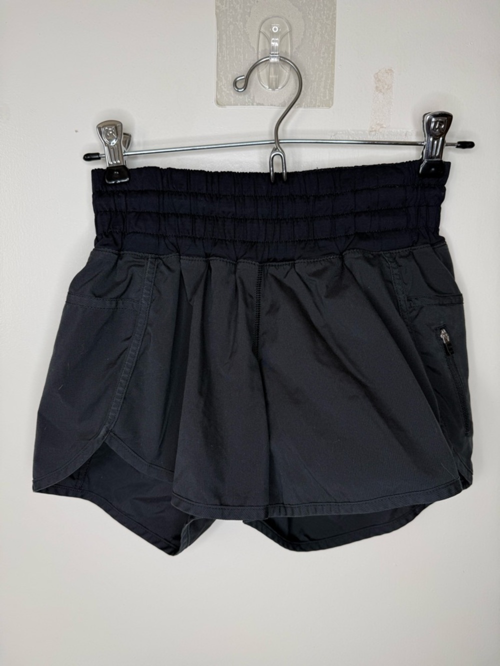 lululemon athletica Black Athletic Shorts with High Smocked Waist